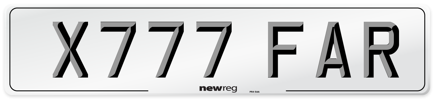 X777 FAR Number Plate from New Reg
